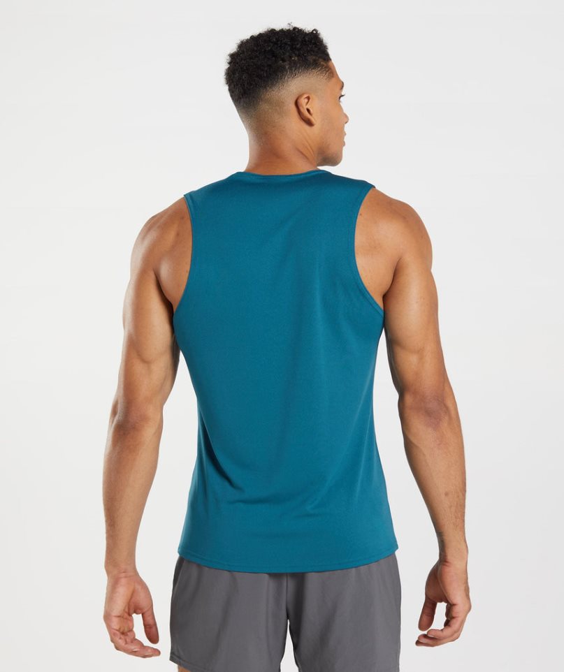 Men's Gymshark Arrival Tanks Blue | CA D8651A